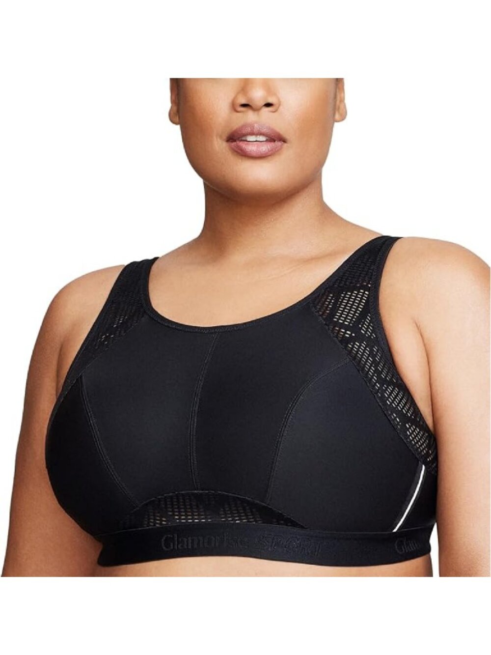 Glamorise 1068 ✨ No-Sweat Mesh Sports Bra Wire-Free Black 42H NWOT